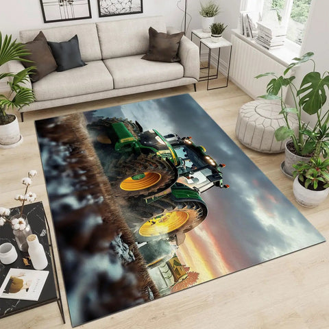 Farm Tractor Rug 3 By 5 Ft for Living Room And Bedroom, super cozy ultra soft flannel surface with tractor design, stain resistant.