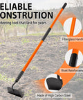 Beefy Heavy Duty Garden Hoe With 58 Inch Fiberglass Handle Long Reach Weeding Hoe 6.3 Inch Wide Blade High Carbon Steel