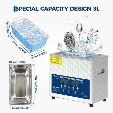 Beefy 40kHz Ultrasonic Cleaner With Digital Timer, Heater And 3 Cleaning Modes In Stainless Steel Tank for jewelry and watches