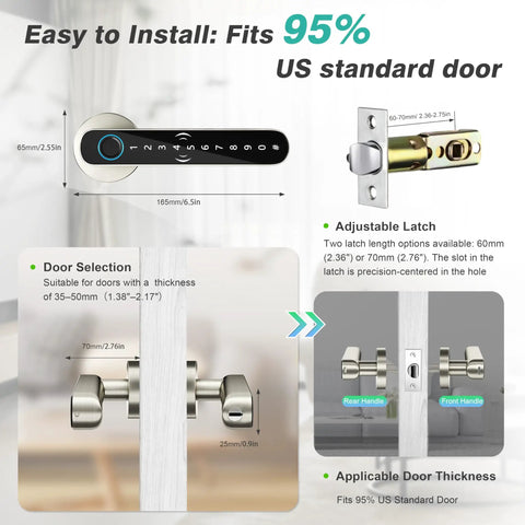 Straight Up 5 In 1 Smart Fingerprint Door Knob For Bedrooms With Lightning Quick App Control Key Card Swipe Passcode Entry And Spare Metal Keys That Bolts Down Your Door Without Any Sweat Or Drama Ever