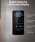 Smart control panel of Huge 17 Cu Ft Upright Convertible Freezer And Fridge Hybrid with LED screen display and temperature settings.