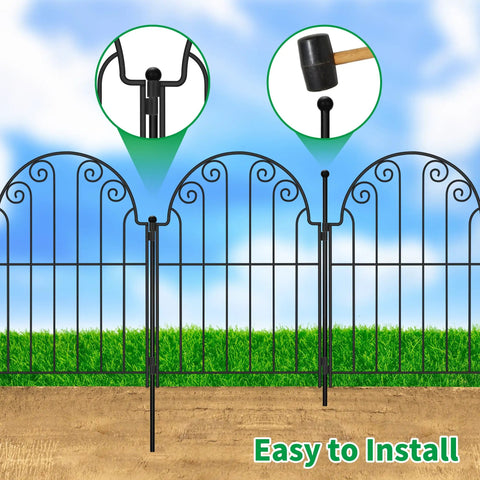 Rustproof Metal Garden Fence Panels No Dig 10 Pack Decorative Border Fencing For Dogs And Pets 11 Feet Long Outdoor Fence