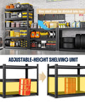 Beefy Heavy Duty Metal Garage Shelving Unit With Five Adjustable Shelves Stands 71.2 Inches Tall, 35.4 Inches Wide, 15.7 Inches Deep For Heavy Load Storage In Garage, Shop, Or Warehouse, shown with adjustable shelves