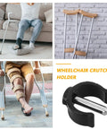 C Shape Tube Lock Clips For Walking Sticks And Crutches, Rock Solid Secure Clamp Design, shown with crutches and user