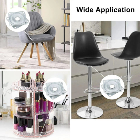 Boss Level 2 Inch Square Lazy Susan Turntable Bearings, 5 Pack Galvanized Steel Swivel Plates For Kitchen Island And Vanity Tops, Rust Proof Ultra Smooth Rotation Base Hardware used under chairs and storage.