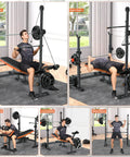 8 In 1 Weight Bench Set With Lat Pulldown And Leg Extension For Home Gym Full Body Strength Training Bench Press Rack