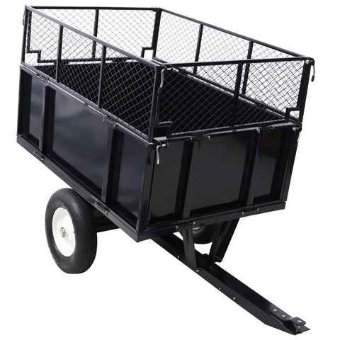 Beefy 750 Lbs Capacity Heavy Duty Steel Dump Trailer Cart With 22 Cubic Feet Hauling Space and Removable Sides
