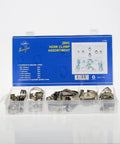 Stainless Steel Hose Clamp Assortment Kit With 26 Pieces And Storage Case Worm Gear Design For Securing Hoses On Pipes Or Automotive Uses
