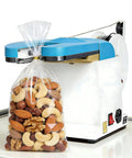 Rock The Bench With This Hottest Semi-Auto Twist Tie Machine For Sealing And Bundling Bags Of Bread Or Toys Fast Using Metallic Wire At 40 Per Minute Compact Design Saves Sweet Shop Space with a bag of nuts