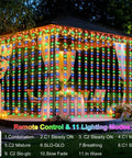 Two Color Changing Curtain Lights 600 LED 20ft By 10ft Waterproof Connectable With Timer Remote illuminating a gazebo
