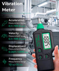 VM-420 Handheld Industrial Vibration Meter For Motors Pumps And Fans With Real Vibe Readouts shown in industrial setting