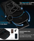 Frame Battery Bag For Electric Dirt Bikes And Ebikes Grab And Go Storage Pouch showing zip pockets and phone access