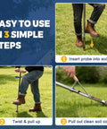 Steps to use 36 Inch Stainless Steel Soil Sampler Probe With T Handle for precise core sampling in lawn, garden, farm settings.