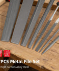 27 Piece Metal File Set With Flat Half Round Round And Triangle Files 12 Needle Files 10 Sandpapers And A Wire Brush for metalworking