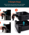 3-Step guide to replace Replacement Inner Basket For 5.8 Quart Air Fryer Fits CP358-AF CS358-AF Models Nonstick Dishwasher Safe