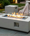 Outdoor Propane Fire Pit Table With 50,000 BTU, No Assembly, Low Profile Tank Table For Patio And Backyard, CSA Certified, Grayish White