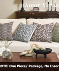 Floral Throw Pillow Cover 18x18 Inch Organic Cotton Dusty Blue One Sided Decorative Cushion Cover For Sofa Couch Living Room Farmhouse Neutral Decor Cozy Vibe No Insert on sofa