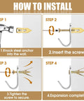 Installation steps for Self Drilling Drywall Anchors With Screws Kit For Drywall And Sheetrock Heavy Duty Metal Expansion Wall Anchors.