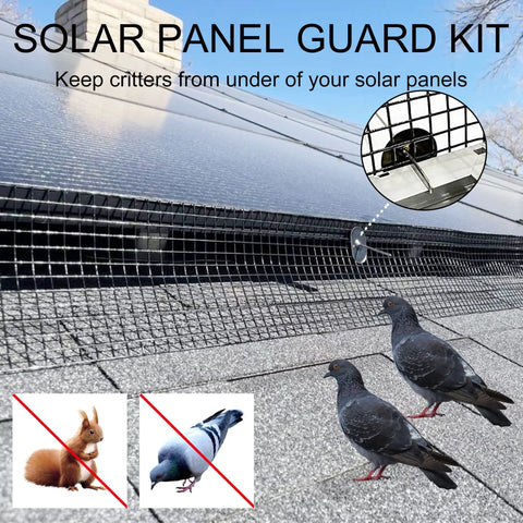 Solar Panel Guard Roll Kit with Half Inch PVC Coated Critter Netting preventing birds under panels