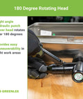 Heavy Duty Hydraulic Knockout Kit With Quick Draw Driver showing 180-degree rotating head maneuverability in tight spaces