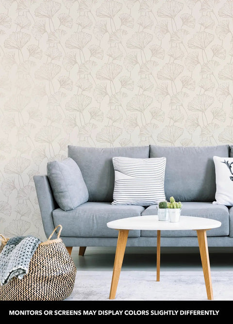 Silver Hikarigaoka Floral Peel And Stick Wallpaper NUS3578 No Mess Easy To Apply Removable And Repositionable With No Residue On Smooth Painted Walls Not For Textured Surfaces