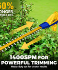 Cordless Pole Hedge Trimmer Bare Tool Only, 16 Inch Dual Action Blades, 8 Foot Reach With Extension Pole cutting hedges