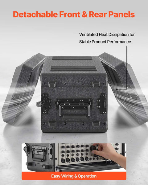 Kickass 4U Rack Mount Case Shallow Flight Box With Integrated Mic Storage Heavy Duty Bulletproof Polyethylene Build Recessed Slide Latches Badass Gear Vault For Amps And Studio Processors