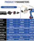Cordless Electric Hydraulic Cable Cutter Shears With 18V 4Ah Battery, Digital Display, Auto Pressure Control, Beefy Copper And Aluminum Cable Cutting Tool, High Torque 150 Kn, 180 Kn And 250 Kn, Includes Charger And Tool Kit, product parameters