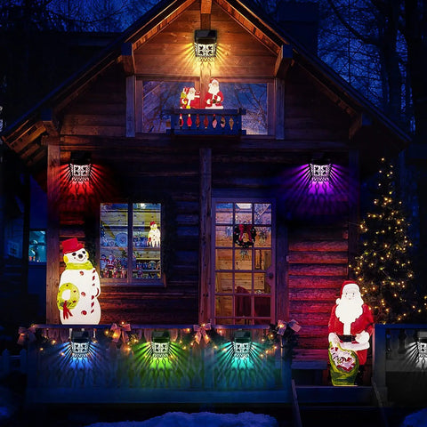 8 Pack Solar Garden Lights for Fence Deck Steps Garage Backyard Porch illuminating a house with color changing mode