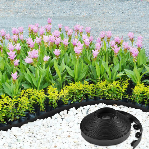 2-Inch By 200-Foot Landscape Edging Kit With 120 Spikes And 10 Connectors DIY Friendly Black Plastic Border for garden edge