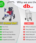 Stair Climber Grocery Cart With Six Wheels And 360 Degree Mobility for easy shopping shown with laundry in sturdy foldable design.