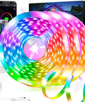 LED Light Strip Kit 200ft Ultra Long RGB 5050 Color Changing Lights With Music Sync highlighting vibrant rolls and remote.
