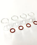 4 transparent cups and o-rings from 8 Pro Cup Kit For TIG Welding, 4 Pack With Mounting O Rings, 0.5 Inch Inside Diameter