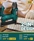 Cordless 2 In 1 Nail Gun And Brad Nailer With Battery Included 20V Max 2Ah, ideal for DIY projects and trim work