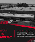 Aerial view of E-Z Lok company's industrial building, highlighting their thread repair solutions for damaged threads.