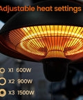 Infrared Hanging Patio Heater for Indoor Outdoor Use, Ceiling Mount, 3 Heat Settings 600W/900W/1500W, Easy Assembly close-up