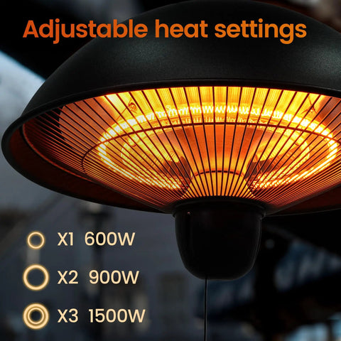 Infrared Hanging Patio Heater for Indoor Outdoor Use, Ceiling Mount, 3 Heat Settings 600W/900W/1500W, Easy Assembly close-up