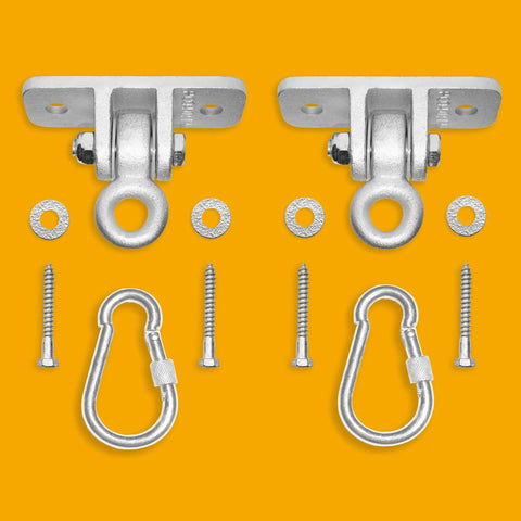 Swing Set Hangers Kit With 2 Heavy Duty Brackets And Locking Snap Hooks For Porch, Patio Or Playground; Indoor Outdoor Hardware That Holds Up To 2400 Lbs And Makes DIY Assembly A Breeze
