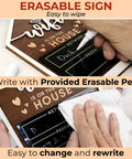 Guest WiFi Sign For Home And Small Business, Erasable Wooden WiFi Password Board in use with erasable pen and cloth
