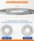 Chrome Extension Trim Ring For Recessed Fire Sprinkler Escutcheons showing dimensions 2-7/8" inner and 5" outer diameters.