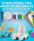 Dinosaur Egg Activity Kit With Fifteen Plus Dino Crafts Paint And Race Pull Back Cars Clay Dino Models Dig Brick Stickers