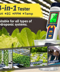 4 In 1 Pro Grade pH EC TDS Temp Meter For Hydroponics Digital Water Tester and hydroponic plants