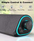 R50 Bluetooth PC Sound Bar For Desktop Monitor with LED lights, USB powered, 3.5mm audio, easy switch button, immersive sound