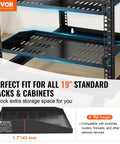 Two Pack 1U Server Rack Shelves With Vented Cantilever Tray For 19 Inch Racks 10 Inch Deep Heavy Duty Wall Mount Shelf side view