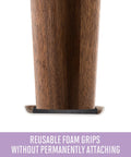 Reusable Furniture Sliders For Carpet 3.5 Inch Round Heavy Duty Floor Protectors visible under wooden furniture leg