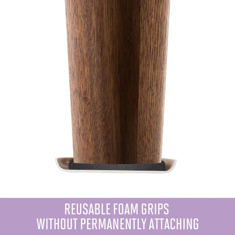 Reusable Furniture Sliders For Carpet 3.5 Inch Round Heavy Duty Floor Protectors visible under wooden furniture leg