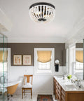 Bathroom with Boho Flush Mount Light Fixture With Two Lights Natural White Wood Beaded Ceiling Light 12 Inch Two Light Pendant Vibe