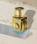 Built Tough 1.9 Inch Sliding Gate Wheels 4 Pack Smooth Operator 360 Degree Swivel V Groove Caster Pulleys on metal track.