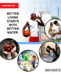 Collage with people using clean water for drinking, cooking, and washing, promoting Under Sink Water Filter Replacement Kit benefits.