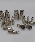 Cosmostar 16-piece chrome-plated air hose fittings set with assorted quick-connect couplers and plugs.